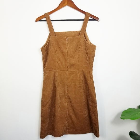 QED LONDON Tan Button Front Corduroy Dress 6 - Picture 4 of 7